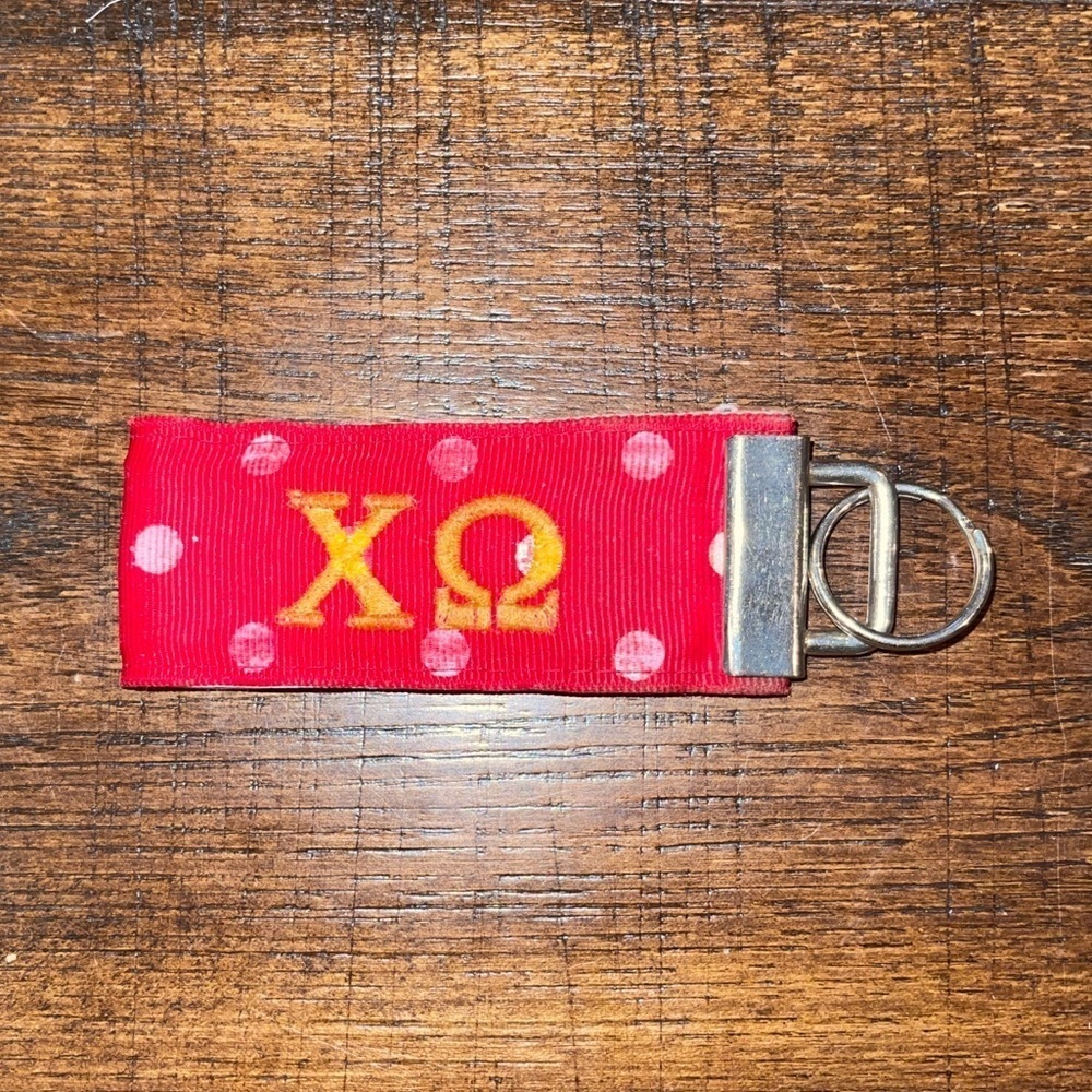 Chi Omega ΧΩ Ribbon Keychain Key Fob - Picture 5 of 7
